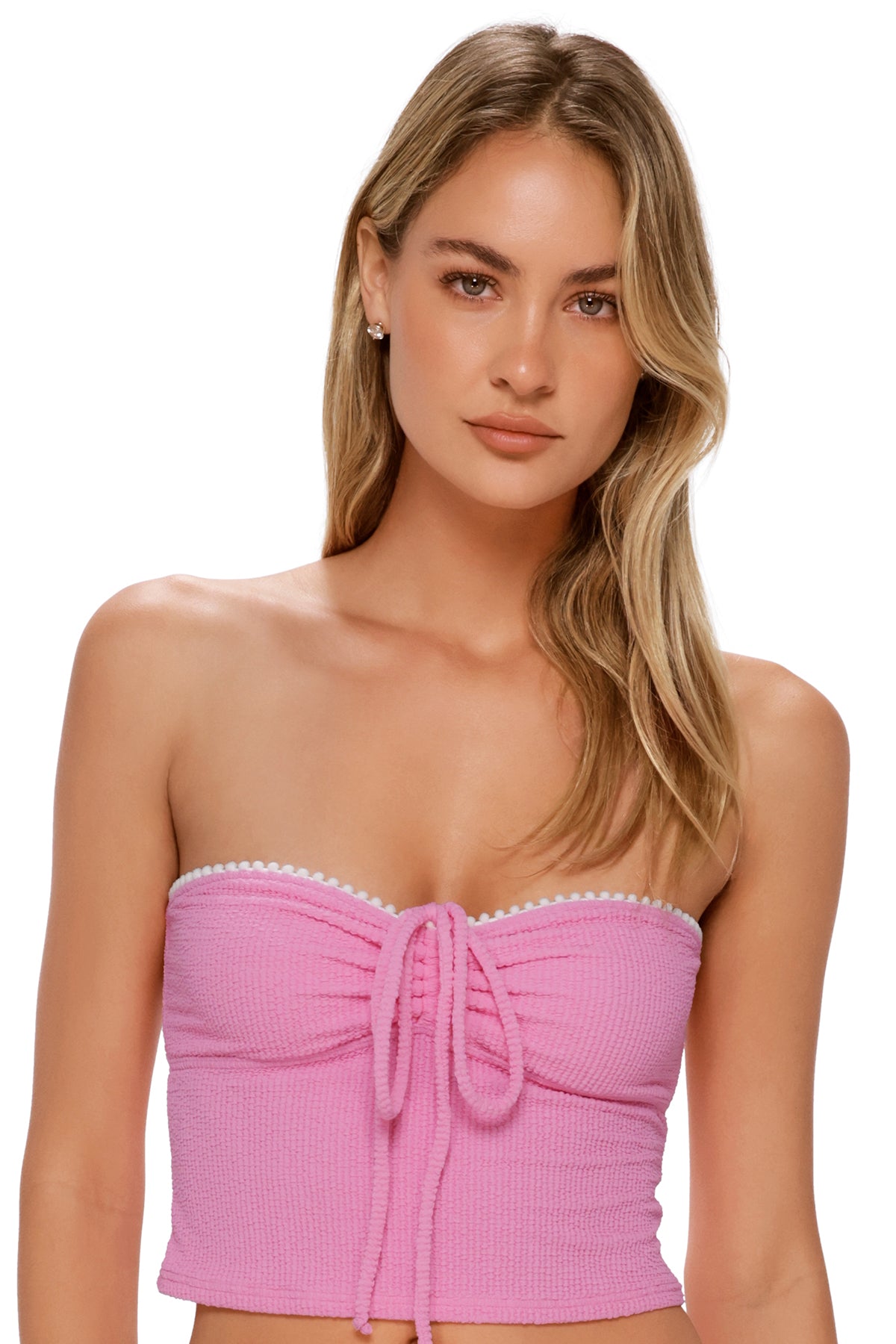 Swim Systems Cotton Candy Scrunch Pom Pom Dolly Crop Top