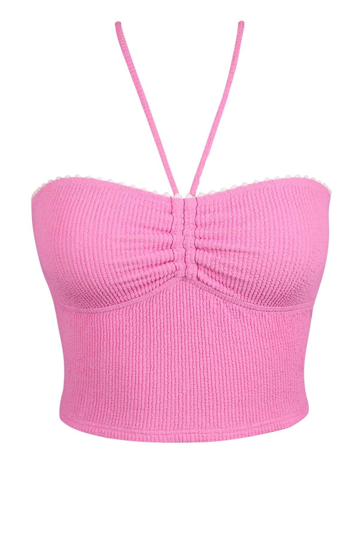 Swim Systems Cotton Candy Scrunch Pom Pom Dolly Crop Top
