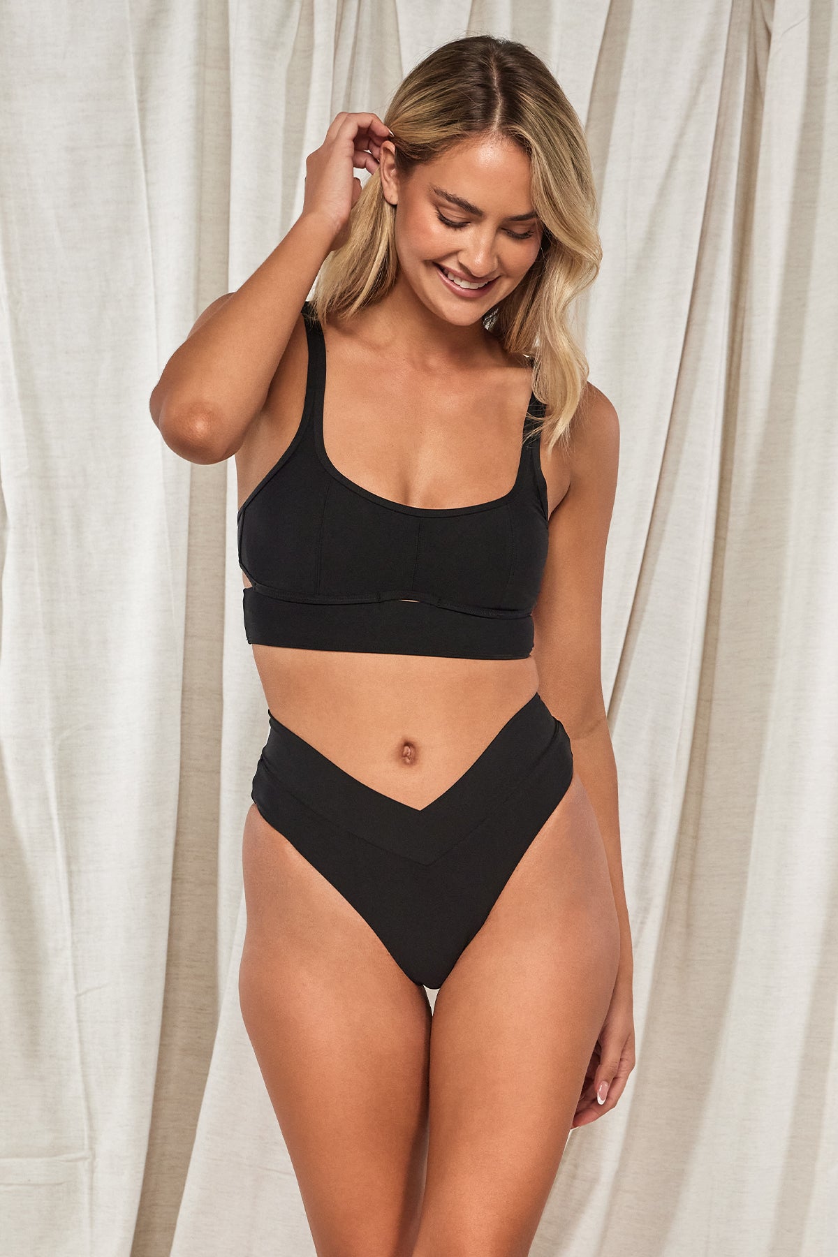 Black Kaia - Sporty, Supportive Bikini Bralette 👙 Swim Systems