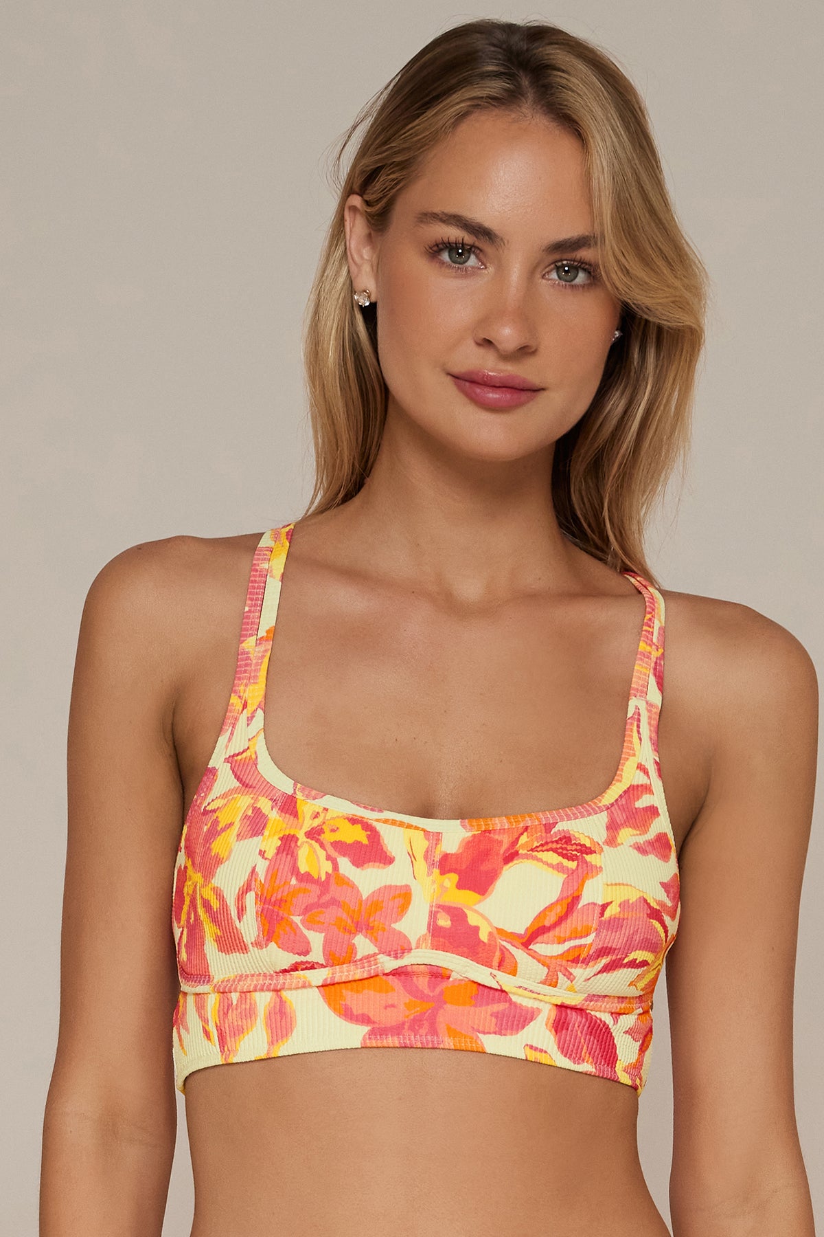 Swim Systems Island Coral Crinkle Rib Kaia Top