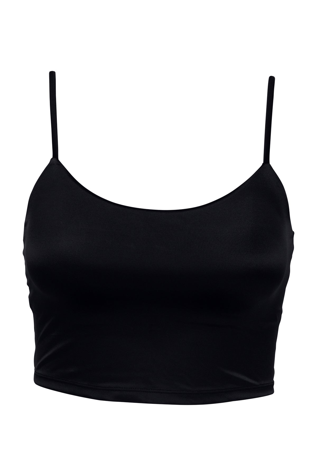 Front pose #1 of a floating garment shot featuring B Swim Black Depth Harbor Crop Top