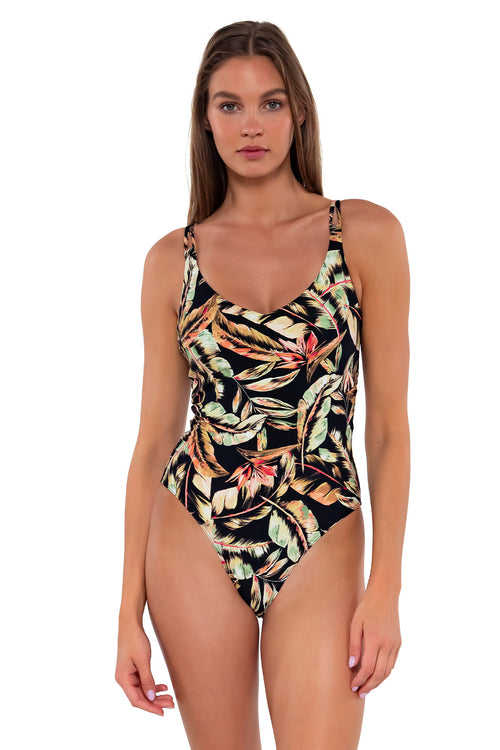 Front pose #1 of Daria wearing Sunsets Retro Retreat Veronica One Piece