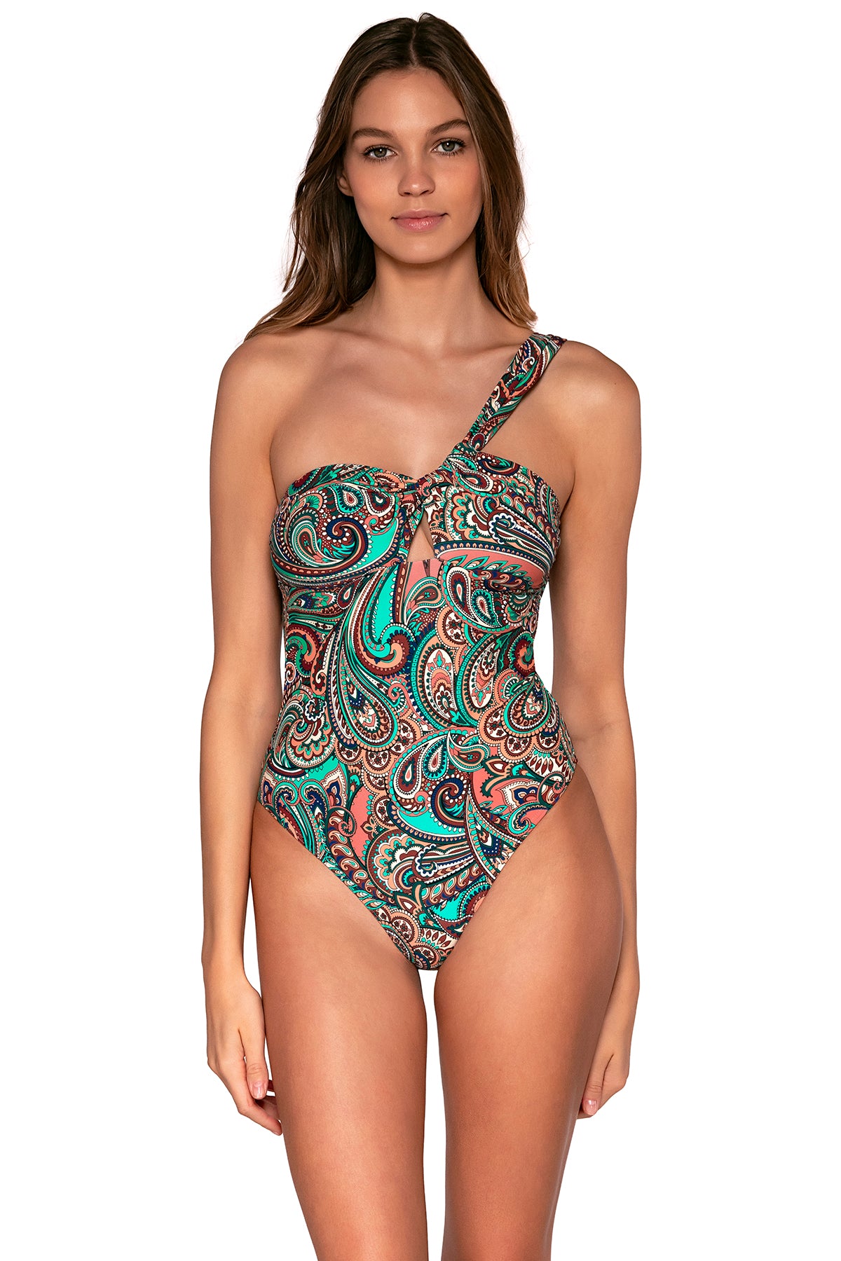 Front view of Sunsets Andalusia Ginger One Piece