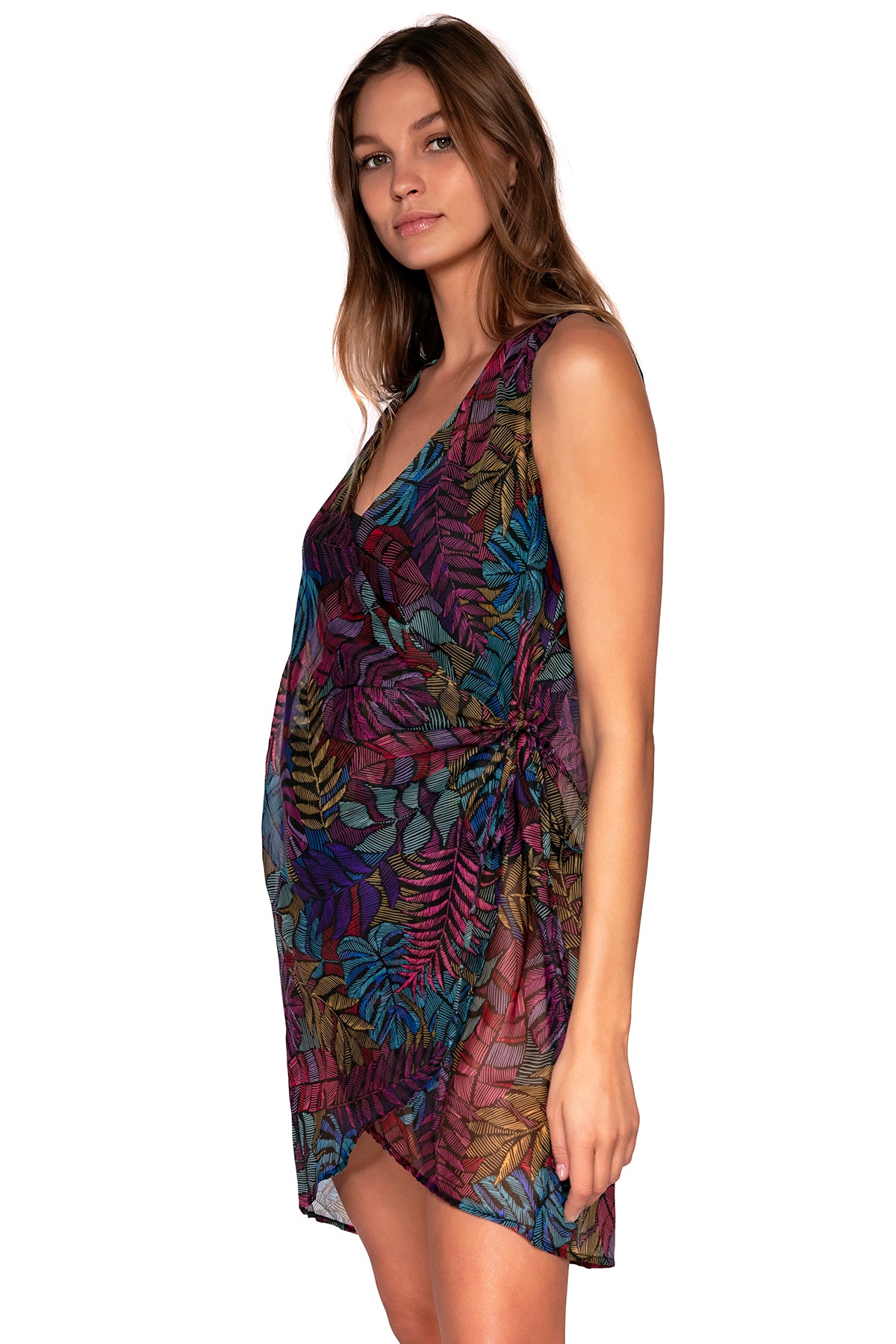 Charger l&amp;#39;image dans la galerie, Side view of Sunsets Panama Palms Weekend Wrap Dress
