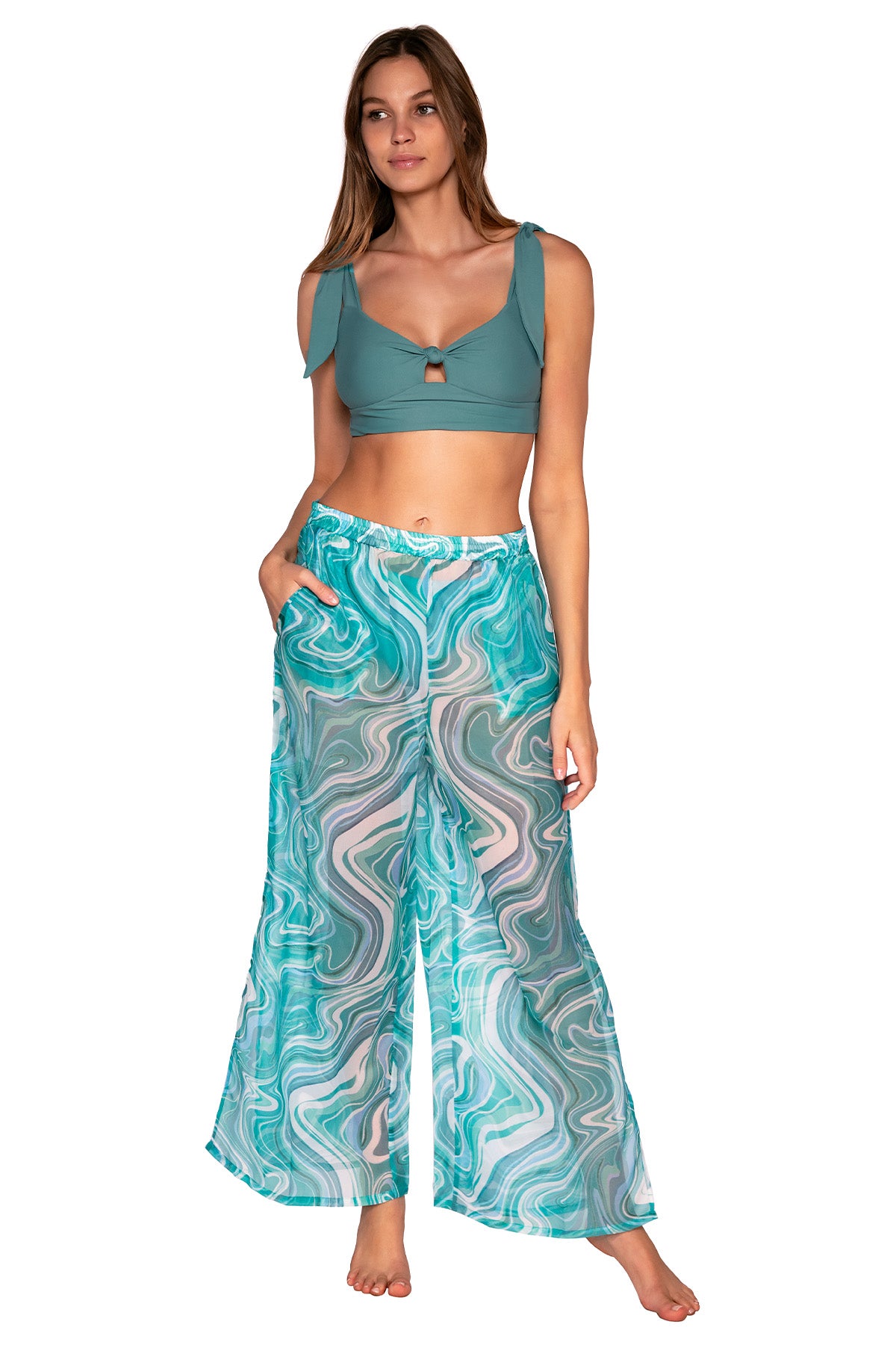 Front view of Sunsets Moon Tide Breezy Beach Pant