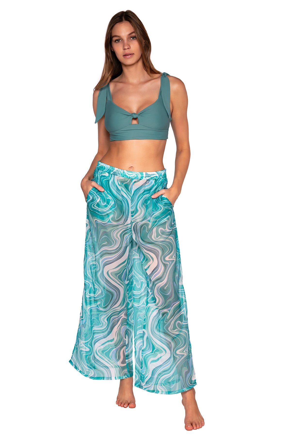Front view of Sunsets Moon Tide Breezy Beach Pant