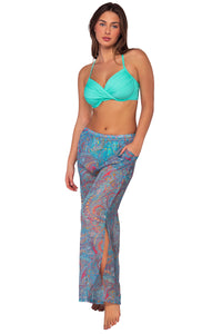 Front view of Sunsets Paisley Pop Breezy Beach Pant