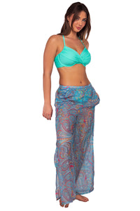 Side view of Sunsets Paisley Pop Breezy Beach Pant