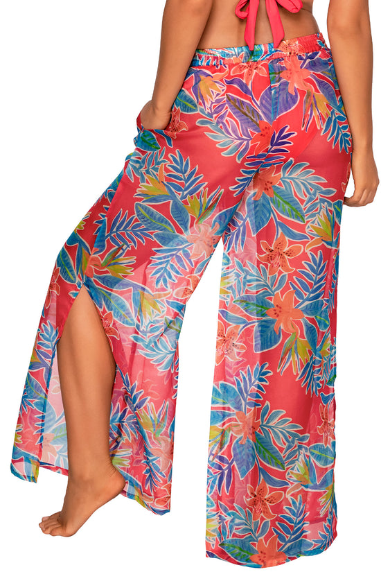 Back view of Sunsets Tiger Lily Breezy Beach Pant