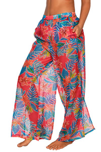 Side view of Sunsets Tiger Lily Breezy Beach Pant