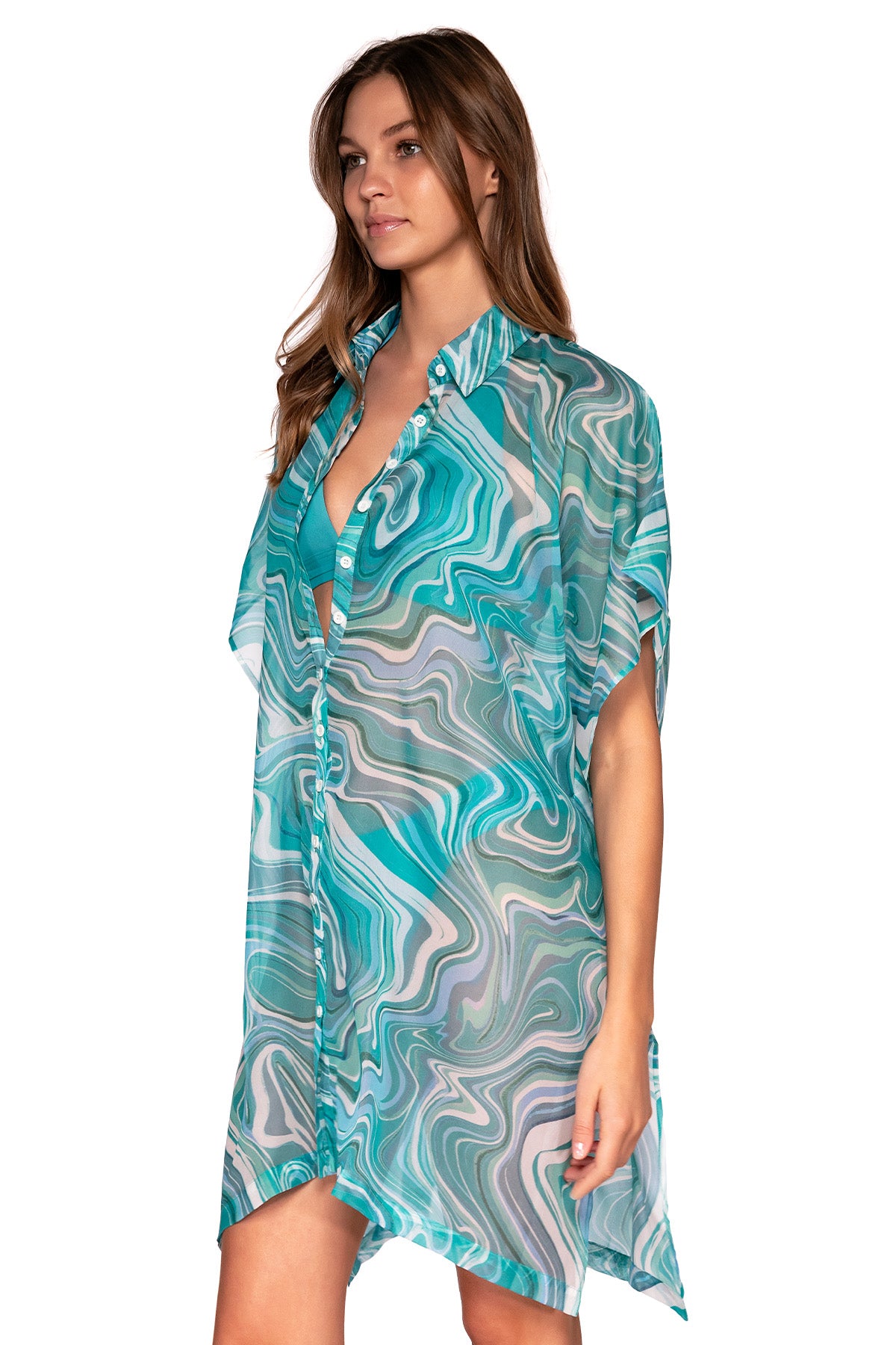Side view of Sunsets Moon Tide Shore Thing Tunic