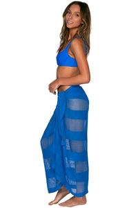 Side view of Sunsets Electric Blue Paradise Pareo