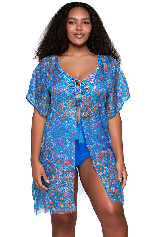 Front view of Sunsets Persian Sky Maldives Tunic