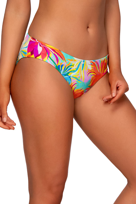 Side view of Sunsets Lotus Alana Reversible Hipster Bottom
