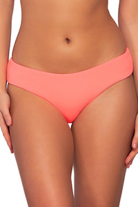 Front view of Sunsets Neon Coral Alana Hipster Bottom