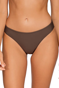 Front view of Sunsets Kona Lula Reversible Hipster Bottom with bow removed