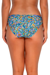 Back pose #4 of Taylor wearing Sunsets Pansy Fields Audra Hipster Bottom