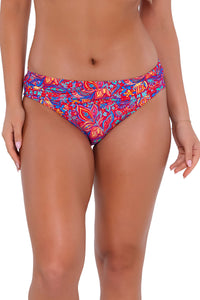 Front pose #1 of Taylor wearing Sunsets Rue Paisley Unforgettable Bottom