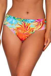 Front view of Sunsets Lotus Hannah High Waist Bottom showing folded waist