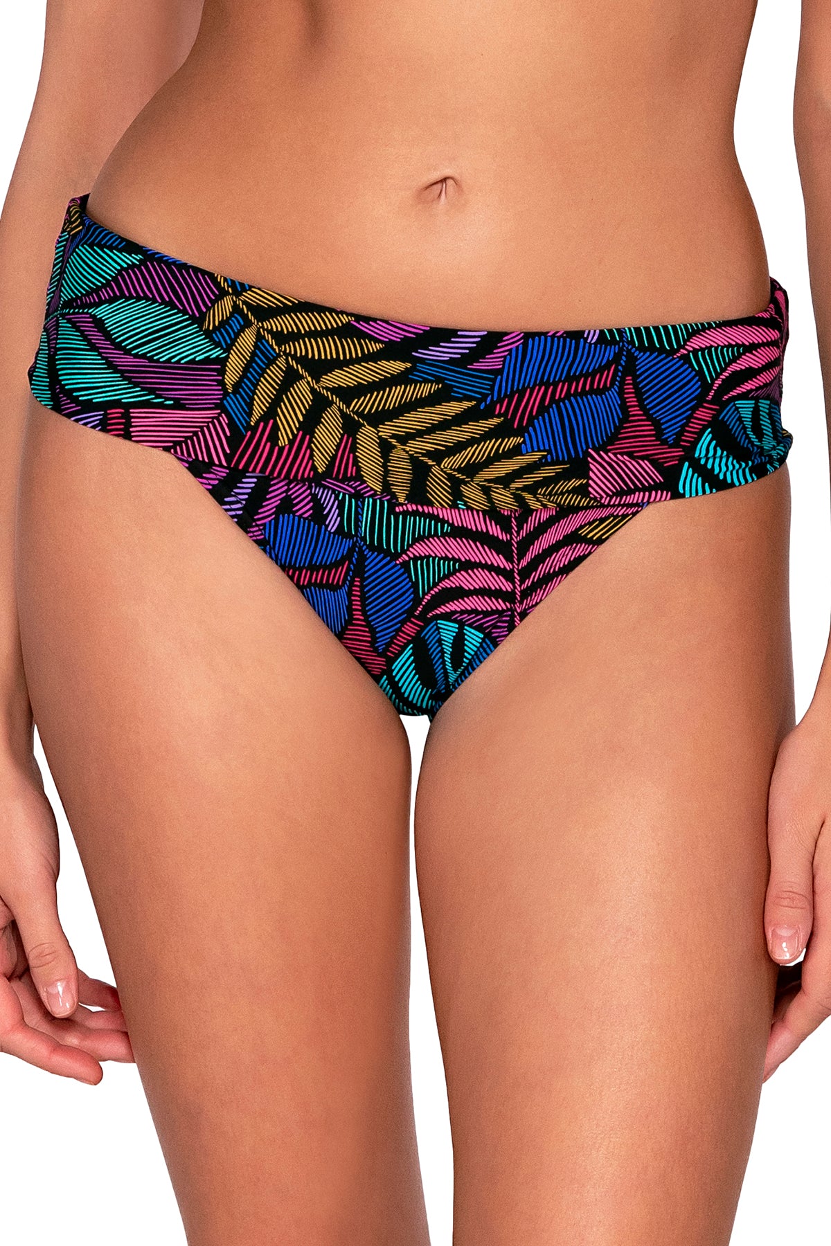 Charger l&amp;#39;image dans la galerie, Front view of Sunsets Panama Palms Hannah High Waist Bottom
