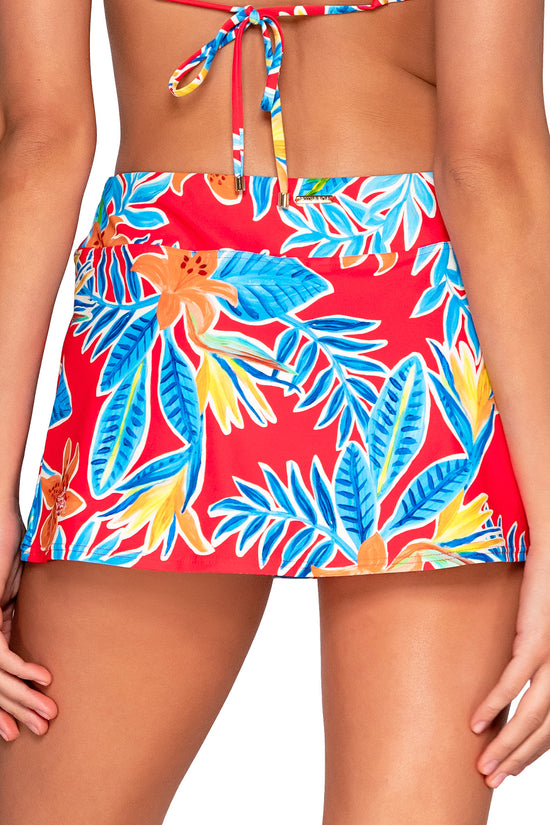 Back view of Sunsets Tiger Lily Sporty Swim Skirt