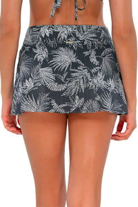 Back pose #1 of Daria wearing Sunsets Fanfare Seagrass Texture Summer Lovin' Swim Skirt