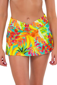 Front pose #1 of Daria wearing Sunsets Lush Luau Summer Lovin' Swim Skirt