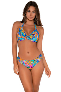 Front view of Sunsets Alegria Alana Hipster Bottom with matching Muse Halter bikini top