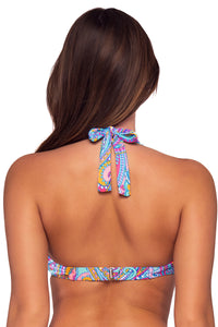 Back view of Sunsets Paisley Pop Muse Halter Top