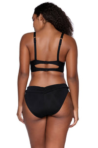 Back view of Sunsets Black Colette Bralette Top with matching Unforgettable Bottom bikini