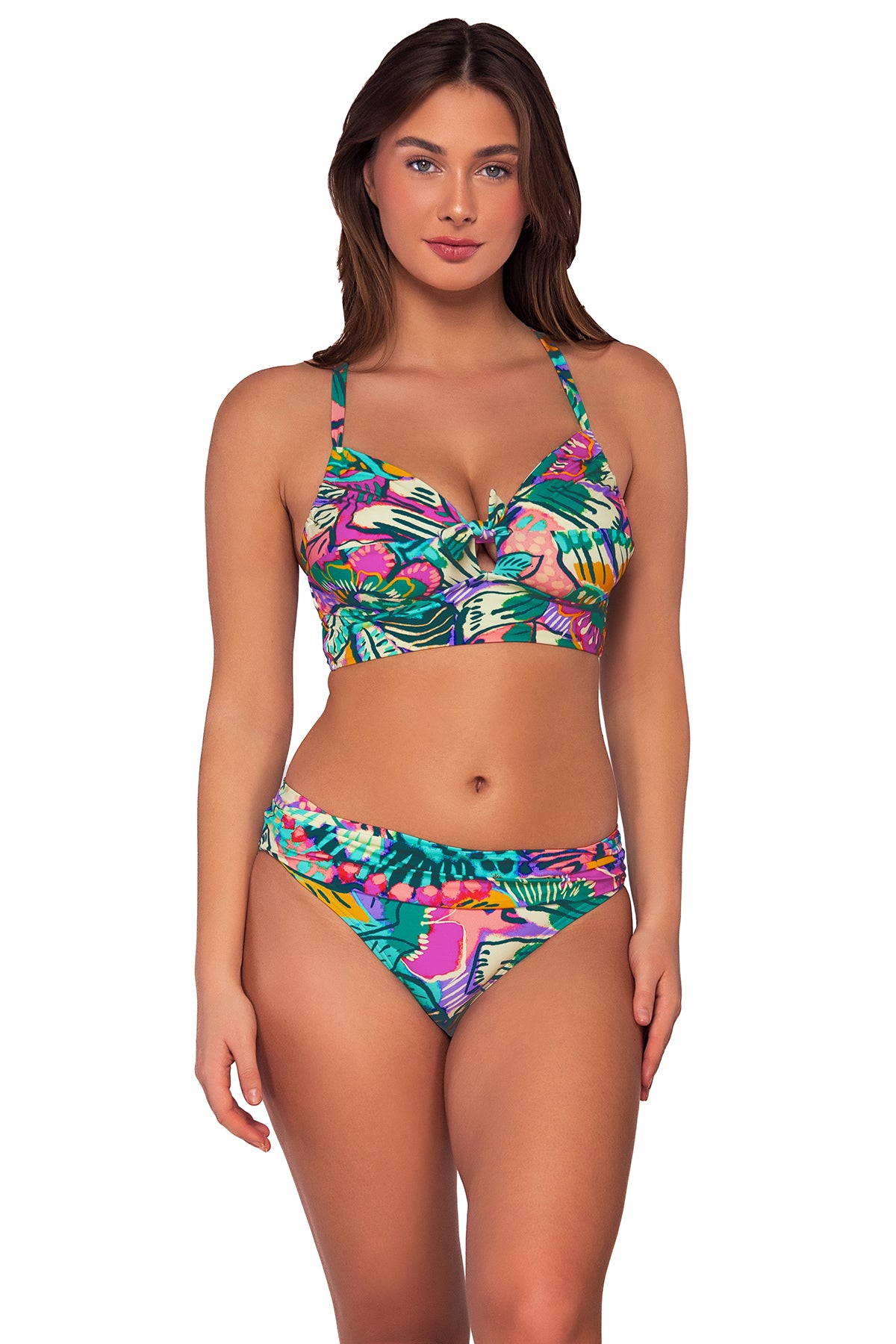 Front view of Sunsets Lush Garden Colette Bralette Top