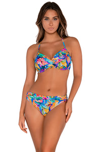 Front view of Sunsets Alegria Unforgettable Bottom with matching Crossroads Underwire bikini top