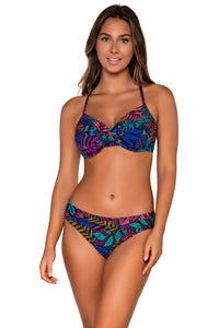 Front view of Sunsets Panama Palms Crossroads Underwire Top with matching Unforgettable Bottom bikini