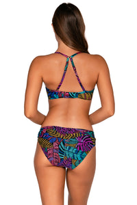 Back view of Sunsets Panama Palms Crossroads Underwire Top showing crossback strapswith matching  Unforgettable Bottom bikini