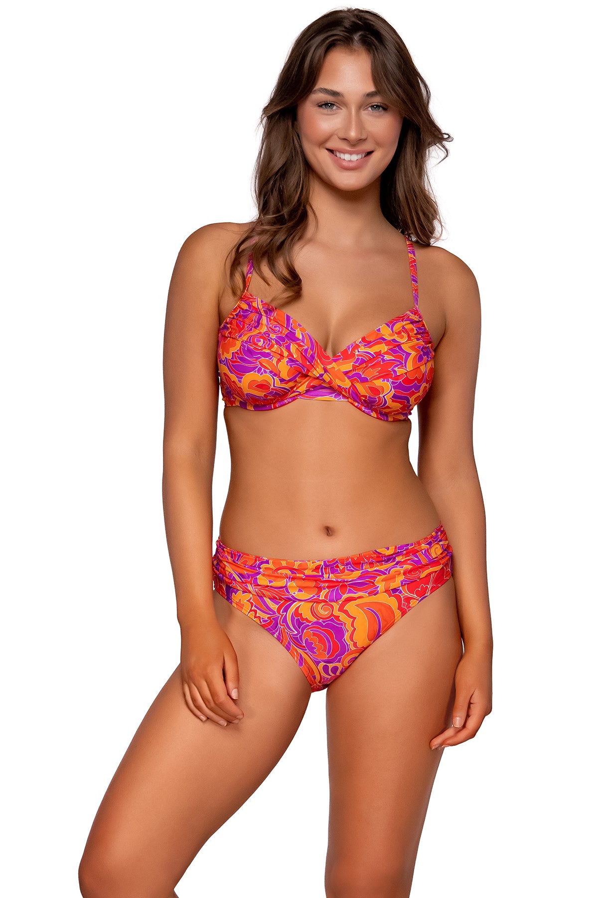 Front view of Sunsets Pele Crossroads Underwire Top