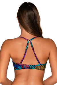 Back view of Sunsets Panama Palms Crossroads Underwire Top showing crossback straps