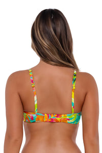 Back pose #1 of Taylor wearing Sunsets Lush Luau Crossroads Underwire Top