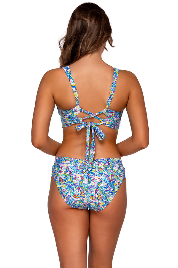 Back view of Sunsets Rainbow Falls Unforgettable Bottom with matching Elsie Top underwire bikini