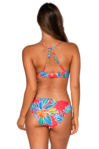 Back view of Sunsets Tiger Lily Kauai Keyhole Top showing crossback straps with matching Femme Fatale Hipster bikini bottom