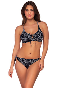 Front view of Sunsets Lost Palms Kauai Keyhole Top with matching Everlee Tie Side bikini bottom