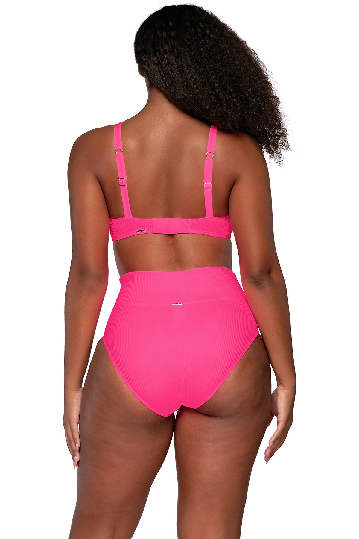 Back view of Sunsets Neon Pink Kauai Keyhole Top