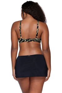 Back view of Sunsets Black Kokomo Swim Skirt with matching Kauai Keyhole bikini top