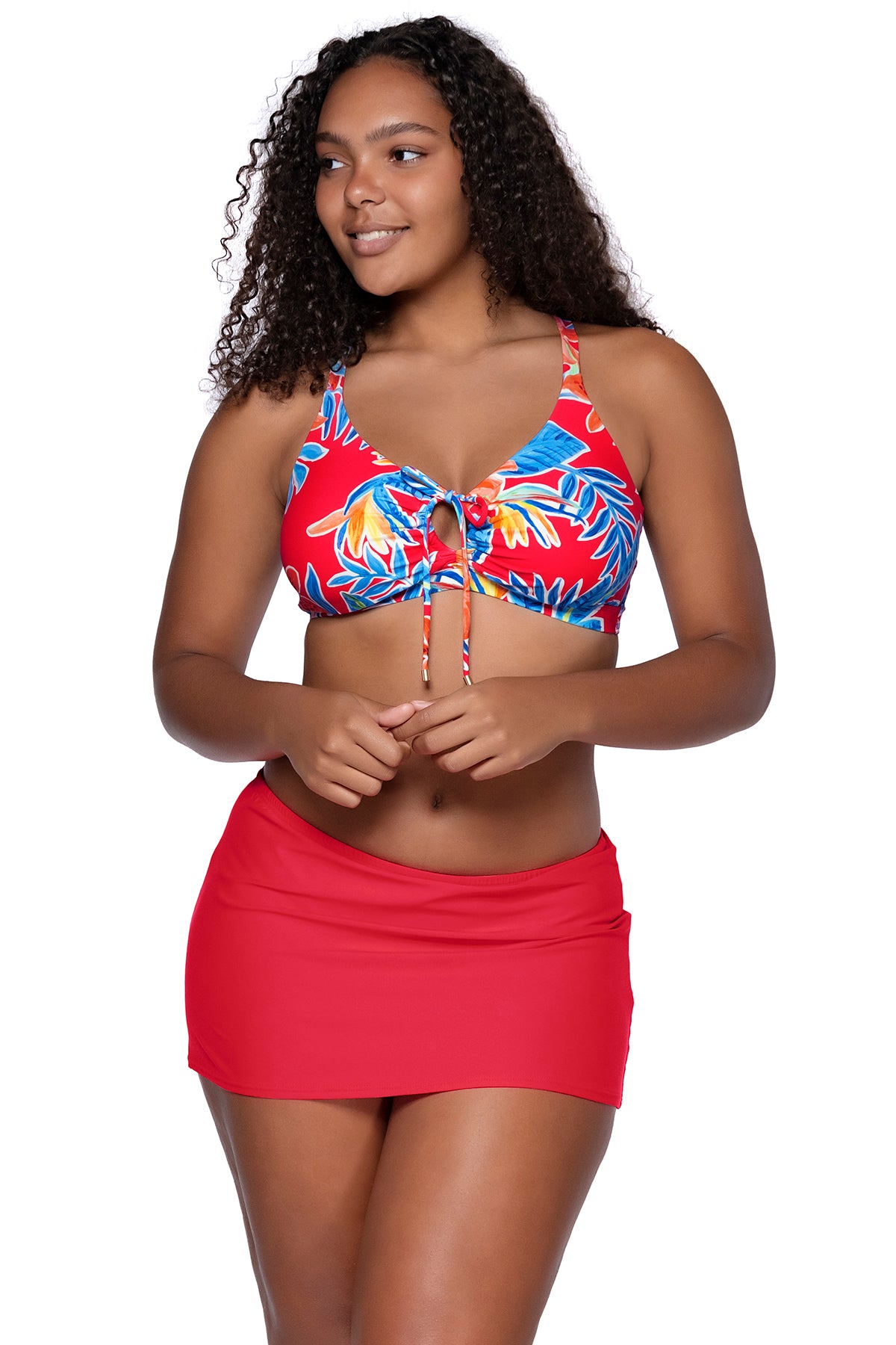 Front view of Sunsets Tiger Lily Kauai Keyhole Top
