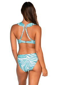 Back view of Sunsets Moon Tide Willa Wireless Top showing crossback straps with matching Unforgettable Bottom bikini