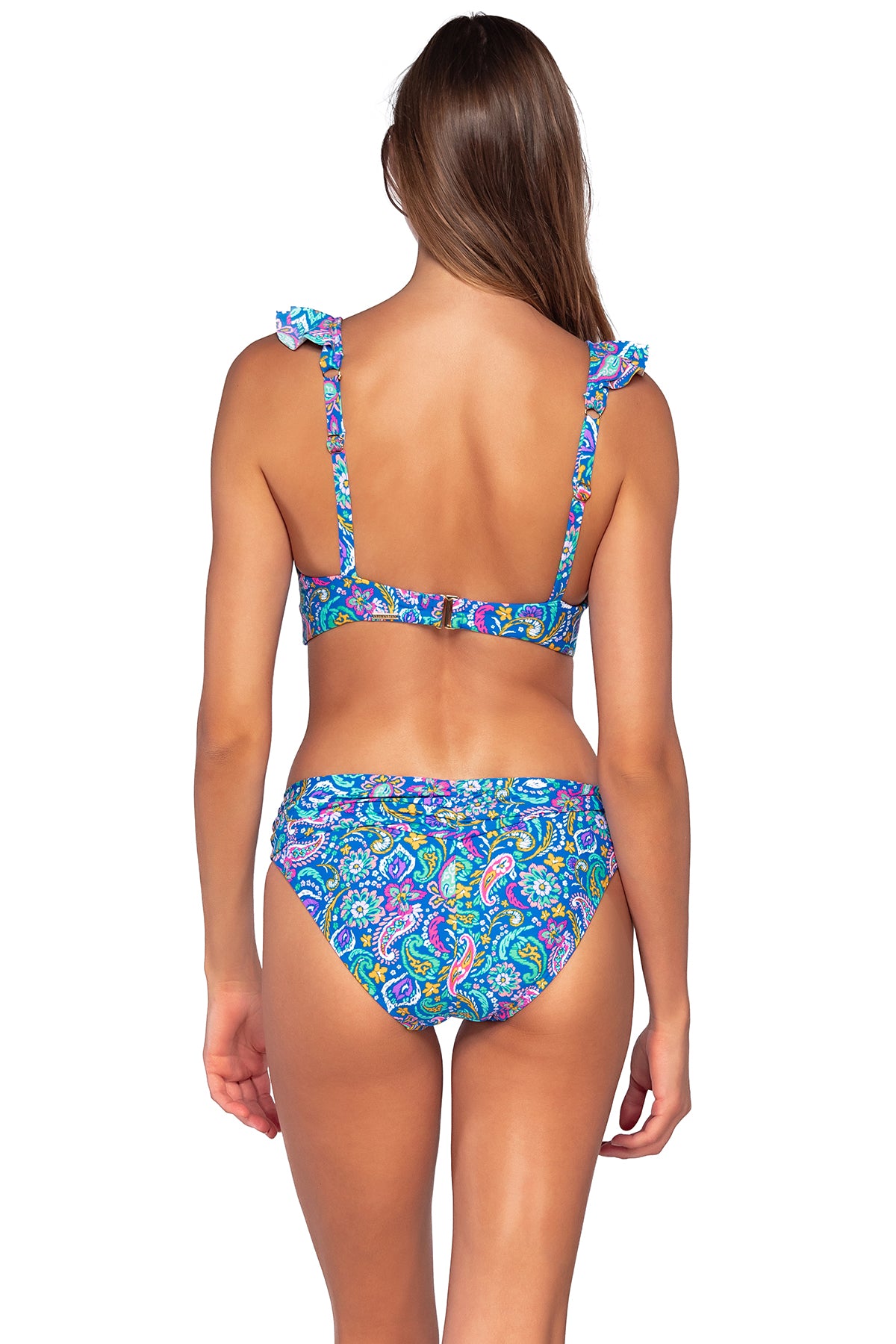 Back view of Sunsets Persian Sky Unforgettable Bottom with matching Willa Wireless bikini top