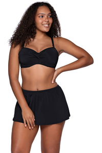 Front view of Sunsets Black Iconic Twist Bandeau Top