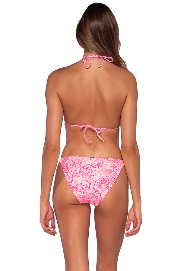 Back view of Sunsets Coral Cove Everlee Tie Side Bottom with matching Starlette Triangle bikini top