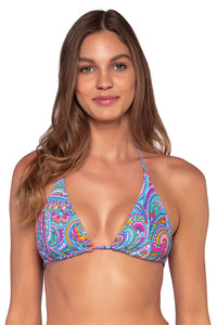 Front view of Sunsets Paisley Pop Starlette Triangle Top