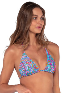 Side view of Sunsets Paisley Pop Starlette Triangle Top