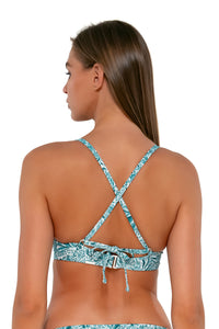 Back pose #1 of Daria wearing Sunsets By the Sea Brooke U-Wire Top showing crossback straps